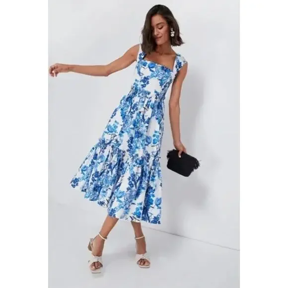 Cara Cara Claire Dress Blue Floral size 2